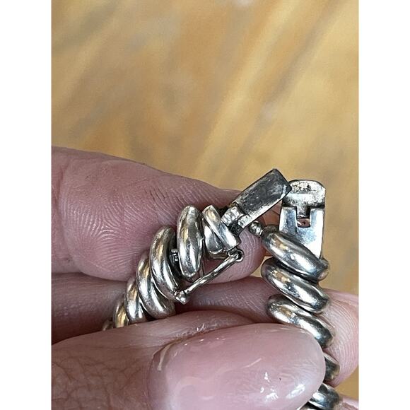 Vintage Sterling Silver Spiral Link Bracelet 7” Dome Twist 925 Box Clasp - Picture 11 of 13